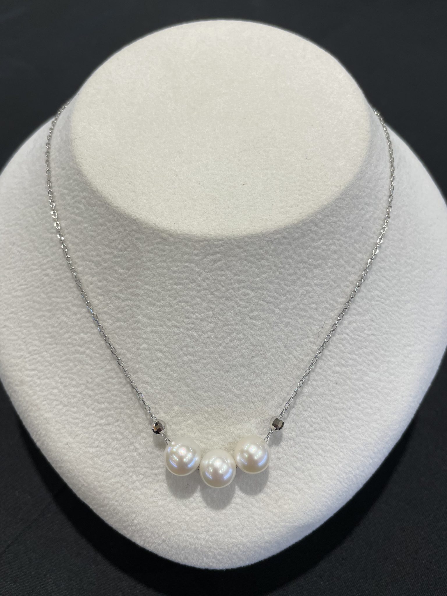 真珠のネックレスとイヤリングの2点セット PW7.5-8.0mm 42cm 鑑別書付