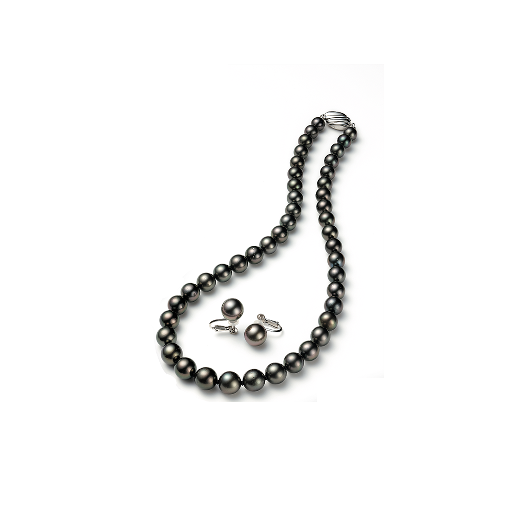 黒蝶真珠ネックレス シルバーカラー  8.0-11.0mm